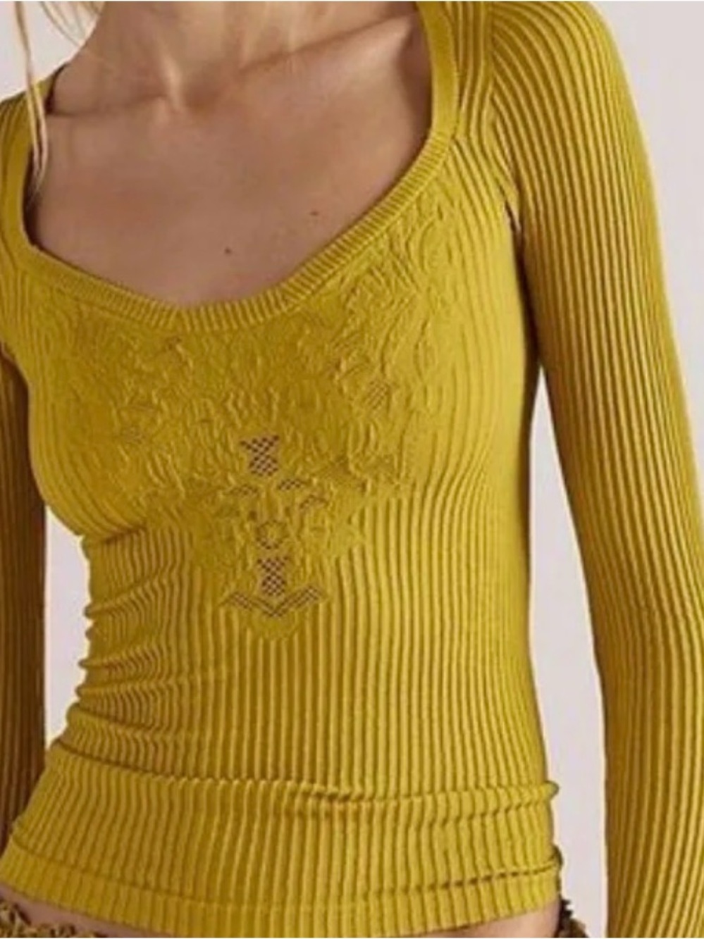 Free People Dynamic Duo Long Sleeve Ribbed Top it size M/L